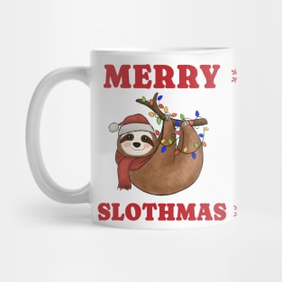 Merry Slothmas Christmas Lights Mug